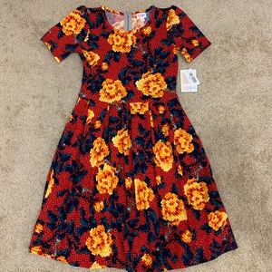 LuLaRoe Red & Yellow Floral Dress - Medium